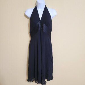 Express Black Y2K Halter Dress 10 Silk Babydoll Empire Whimsigoth Fairy Grunge